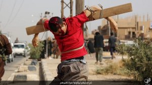 Kreuzigung durch IS in al-Bû Kamâl (aus der Vergangenheit), Abb.: Twitter