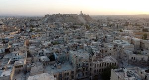 Blick über Aleppo mit Zitadelle, Photo: SANA